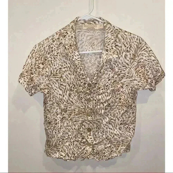 Anthropologie Beachgold leopard top